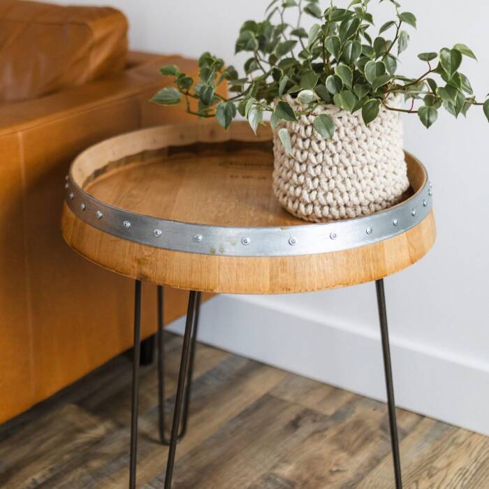 wine barrel head table